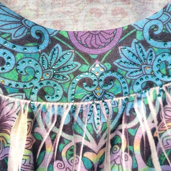Lane Bryant Multicolor 3/4 sleeves Floral Rhinestone printed graphic 14 - Picture 3 of 7
